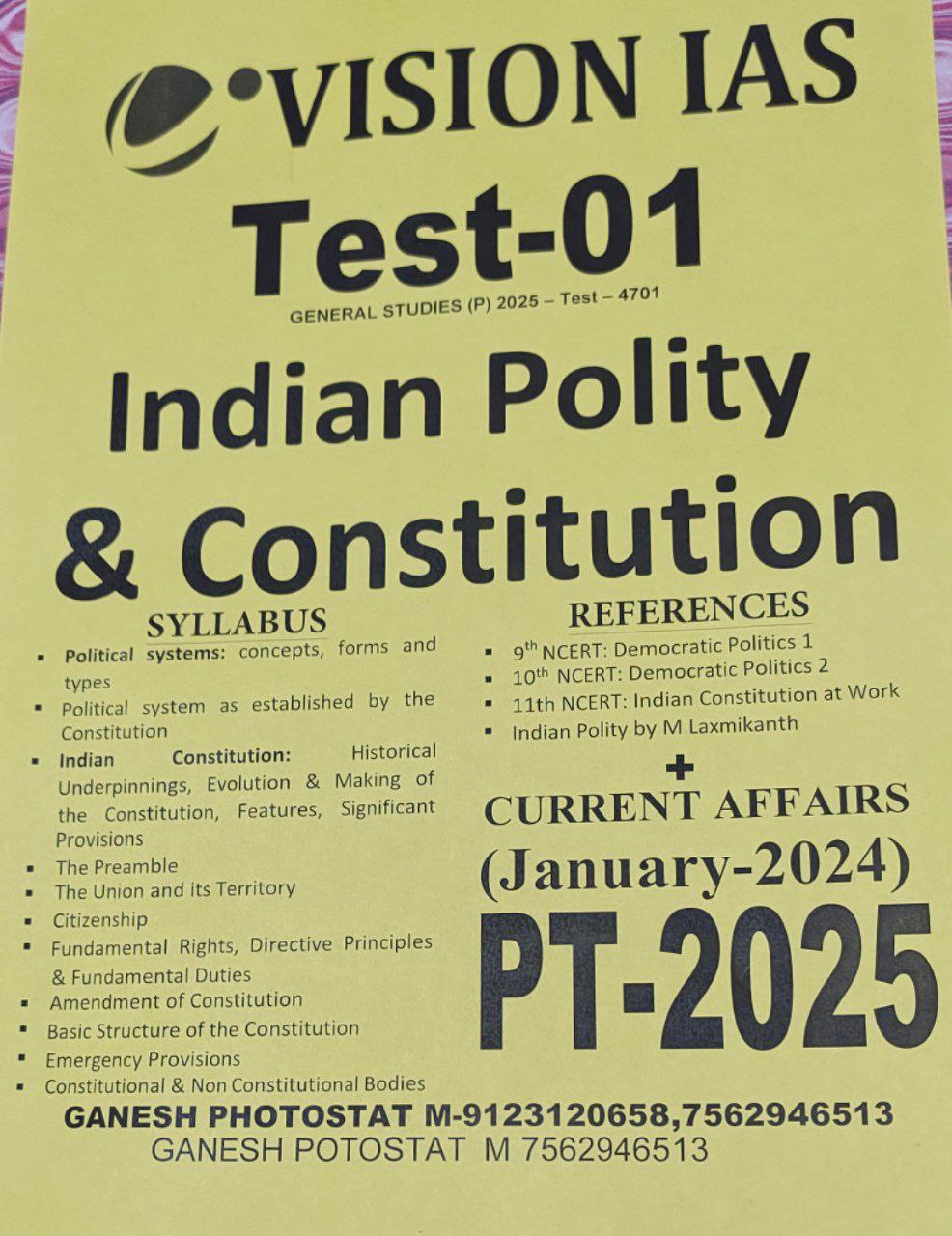 Vision IAS Prelims Test Series 2025 [ENGLISH MEDIUM] Printed Copies [1 ...